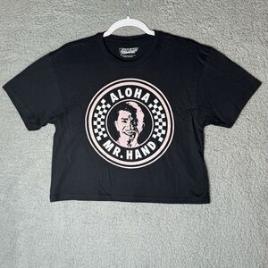 Fast Times at Ridgemont Crop Black T-shirt Aloha Mr Hand Retro 80's Movie NWOT M